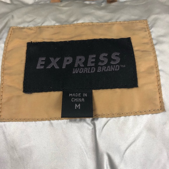 Express size M metallic brown hooded puffer coat - Picture 2 of 3